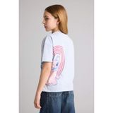 DeFacto %100 Pamuk Disney Lilo & Stitch Relax Fit Bisiklet Yaka Kısa Kollu Tişört Kız Çocuk G8170A826SM - Mavi-BE216 - 13 - 14 Yaş
