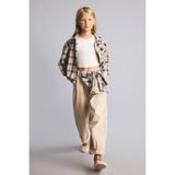 DeFacto %100 Pamuk Ekose Kemerli Barrel Fit Gabardin Pantolon Kız Çocuk I5832A826WN