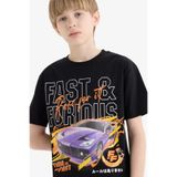 DeFacto %100 Pamuk Fast & Furious Bisiklet Yaka Kısa Kollu Tişört Erkek Çocuk E3121A825SM