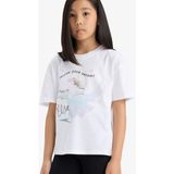 DeFacto %100 Pamuk Frozen Relax Fit Bisiklet Yaka Kısa Kollu Tişört Kız Çocuk E8166A825HS - Beyaz-WT34 - Dropsuz - 8 - 9 Yaş