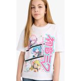 DeFacto %100 Pamuk Hatsune Miku Relax Fit Bisiklet Yaka Kısa Kollu Tişört Kız Çocuk E6516A825HS - Beyaz-WT34 - 9 - 10 Yaş