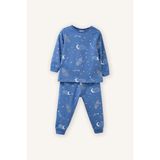 DeFacto %100 Pamuk Hayvan Baskılı 2'li Ekru Pijama Takımı Erkek Bebek G8832A526SP - Mavi-BE358 - 9 - 12 Ay