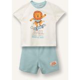 DeFacto %100 Pamuk Hayvan Baskılı 2'li Pijama Açık Mavi Takımı Erkek Bebek H4028A526HS - Yeşil-GN1093 - 4 - 5 Yaş