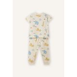 DeFacto %100 Pamuk Hayvan Baskılı 2'li Pijama Takımı Erkek Bebek G8846A526SM - Ekru-ER233 - 12 - 18 Ay