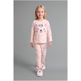 DeFacto %100 Pamuk Hayvan Figürlü ve Kalp Desenli Uzun Kol Üst Lastikli Paça Alt 2'li Pijama Takımı Kız Bebe