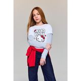 DeFacto %100 Pamuk Hello Kitty Bisiklet Yaka Uzun Kollu Tişört Kız Çocuk G6882A826SP - Ekru-ER105 - 5 - 6 Yaş