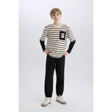 DeFacto %100 Pamuk Jogger Fit Gabardin Pantolon Erkek Çocuk B6713A825SM - 7 - 8 Yaş - Siyah-BK81