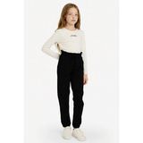 DeFacto %100 Pamuk Jogger Fit Penye Pantolon Kız Çocuk G0337A826SP - 11 - 12 Yaş - Siyah-BK81