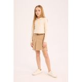 DeFacto %100 Pamuk Kemerli Pileli Gabardin Etek Kız Çocuk D9221A825SM