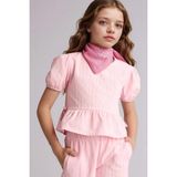 DeFacto %100 Pamuk Kısa Kollu Bluz Kız Çocuk H5247A826SM - 5 - 6 Yaş - Pembe-PN693