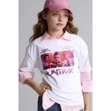 DeFacto %100 Pamuk Kpop - Demon Hunters Oversize Bisiklet Yaka Kısa Kollu Tişört Kız Çocuk H5249A826SM - Ekru-ER105 - 9 - 10 Yaş