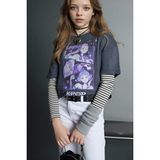 DeFacto %100 Pamuk Kpop - Demon Hunters Relax Fit Tişört Kız Çocuk H3842A826SM - Antrasit-AR58 - 9 - 10 Yaş