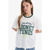 DeFacto %100 Pamuk Looney Tunes Oversize Geniş Kalıp Bisiklet Yaka Kısa Kollu Tişört Kız Çocuk E0866A825SM