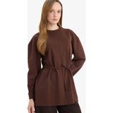 DeFacto %100 Pamuk Loose Fit Tunik F4850AX26SP - Kahve-BN341 - XL