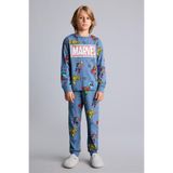 DeFacto %100 Pamuk Marvel Comics Baskılı Uzun Kollu Üst Lastikli Paça Alt Pijama Takımı Erkek Çocuk I1327A82