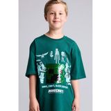DeFacto %100 Pamuk Minecraft Lisanslı Oversize 3D Baskılı Bisiklet Yaka Kısa Kollu Yeşil Tişört Erkek Çocuk H8262A826HS - Yeşil-GN516 - 9 - 10 Yaş