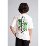 DeFacto %100 Pamuk Minecraft Oversize Tişört Erkek Çocuk G8885A826SM - Beyaz-WT34 - 8 - 9 Yaş