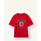 DeFacto %100 Pamuk NBA Chicago Bulls Oversize Bisiklet Yaka Kısa Kollu Tişört H8269AX26AU - Kırmızı-RD296 - XL