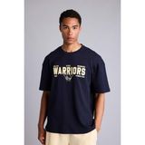 DeFacto %100 Pamuk NBA Golden State Warriors Oversize Kısa Kollu Tişört H3815AX26SM - Lacivert-NV253