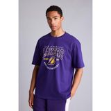 DeFacto %100 Pamuk NBA Los Angeles Lakers Lisanslı Overshirt Fit Kısa Kollu Mor Tişört H3395AX26SM - Mor-PR299