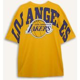 DeFacto %100 Pamuk NBA Los Angeles Lakers Oversize Bisiklet Yaka Kısa Kollu Tişört C4465AX26SP - Sarı-YL113