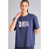 DeFacto %100 Pamuk NBA Wordmark Relax Fit Kısa Kollu Tişört G9522AX26SM - İndigo-IN275