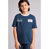 DeFacto %100 Pamuk New Regular Fit Bisiklet Yaka Baskılı Kısa Kollu Tişört Erkek Çocuk G7470A826SM - Lacivert-NV257 - 8 - 9 Yaş