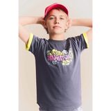 DeFacto %100 Pamuk New Regular Fit Bisiklet Yaka Baskılı Kısa Kollu Tişört Erkek Çocuk H4515A826HS - Antrasit-AR15 - 7 - 8 Yaş