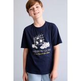 DeFacto %100 Pamuk New Regular Fit Bisiklet Yaka Baskılı Kısa Kollu Tişört Erkek Çocuk H6367A826HS - Lacivert-NV256 - 11 - 12 Yaş