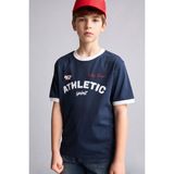 DeFacto %100 Pamuk New Regular Fit Bisiklet Yaka Baskılı Kısa Kollu Tişört Erkek Çocuk H8071A826HS - Lacivert-NV256 - 9 - 10 Yaş
