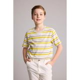 DeFacto %100 Pamuk New Regular Fit Bisiklet Yaka Çizgili Kumaş Kısa Kollu Sarı Tişört Erkek Çocuk H7908A826HS - Sarı-YL511 - 11 - 12 Yaş