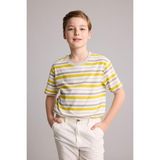 DeFacto %100 Pamuk New Regular Fit Bisiklet Yaka Çizgili Kumaş Kısa Kollu Sarı Tişört Erkek Çocuk H7908A826HS - Sarı-YL511 - 7 - 8 Yaş