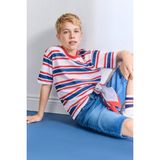 DeFacto %100 Pamuk New Regular Fit Bisiklet Yaka Çizgili Tişört Erkek Çocuk H4343A826HS - Kırmızı-RD282 - 8 - 9 Yaş