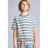 DeFacto %100 Pamuk New Regular Fit Bisiklet Yaka Kısa Kollu Çizgili Mavi Tişört Erkek Çocuk H7903A826HS - Mavi-BE304 - 5 - 6 Yaş