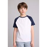 DeFacto %100 Pamuk New Regular Fit Bisiklet Yaka Kısa Kollu Tişört Erkek Çocuk H6383A826HS - Beyaz-WT34 - 5 - 6 Yaş