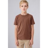 DeFacto %100 Pamuk Oversize Bisiklet Yaka Kısa Kollu Basic Tişört Erkek Çocuk G6486A826AU - Kahve-BN317 - 13 - 14 Yaş