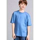 DeFacto %100 Pamuk Oversize Bisiklet Yaka Kısa Kollu Tişört Erkek Çocuk G6486A826SM - Mavi-BE422 - 8 - 9 Yaş