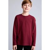 DeFacto %100 Pamuk Oversize Bisiklet Yaka Uzun Kollu Tişört Erkek Çocuk E9661A826AU - Bordo-BR194 - 11 - 12 Yaş