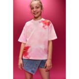 DeFacto %100 Pamuk Oversize Çiçekli Tişört Kız Çocuk H0961A826SM - Pembe-PN171 - 7 - 8 Yaş