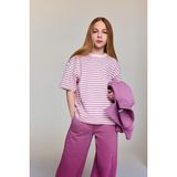 DeFacto %100 Pamuk Oversize Çizgili Tişört Kız Çocuk G2464A826SM - Pembe-PN114 - 11 - 12 Yaş