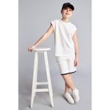 DeFacto %100 Pamuk Oversize Elastik Bel Ekru Şort Erkek Çocuk H8241A826HS - 8 - 9 Yaş