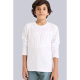 DeFacto %100 Pamuk Oversize Geniş Kalıp Bisiklet Yaka Baskılı Uzun Kollu Tişört Erkek Çocuk G6144A826SP - Beyaz-WT34 - 13 - 14 Yaş