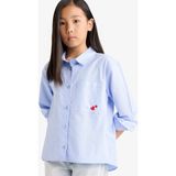 DeFacto %100 Pamuk Oversize Geniş Kalıp Oxford Uzun Kollu Gömlek Kız Çocuk F2274A825AU - Blue - Dropsuz - 7 - 8 Yaş