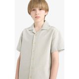 DeFacto %100 Pamuk Oversize Geniş Kalıp Polo Yaka Müslin Kısa Kollu Gömlek Erkek Çocuk E3314A825HS - Yeşil-GN1123 - 9 - 10 Yaş
