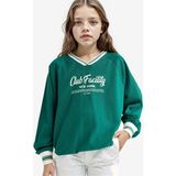 DeFacto %100 Pamuk Oversize Geniş Kalıp V Yaka Baskılı Okul Sweatshirt Kız Çocuk F7583A825AU - 7 - 8 Yaş - Yeşil-GN651