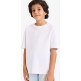 DeFacto %100 Pamuk Oversize Kalın Kumaş Tişört Erkek Çocuk G6486A826SM - Beyaz-WT34 - 8 - 9 Yaş