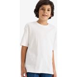 DeFacto %100 Pamuk Oversize Kalın Kumaş Tişört Erkek Çocuk G6486A826SM - Ekru-ER105 - 8 - 9 Yaş