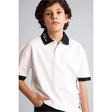 DeFacto %100 Pamuk Oversize Pike Kısa Kollu Polo Tişört Erkek Çocuk G8669A826SM - Beyaz-WT34 - 8 - 9 Yaş