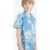 DeFacto %100 Pamuk Oversize Polo Yaka Desenli Kısa Kollu Resort Yaka Mavi Gömlek Erkek Çocuk E2905A825SM - 9 - 10 Yaş - Mavi-BE281