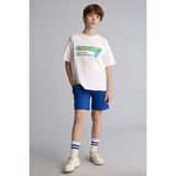 DeFacto %100 Pamuk Oversize Sweatshirt Kumaşı Şort Erkek Çocuk H2027A826SM - 5 - 6 Yaş - Mavi-BE52